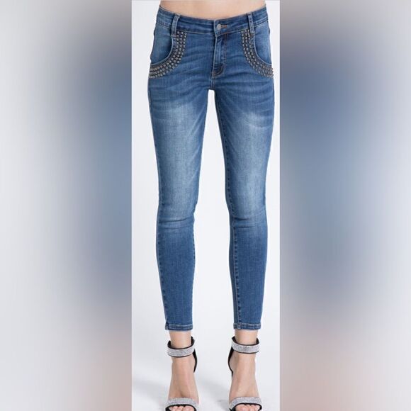 NWOT Vocal studded pocket dark Wash skinny Jean Sz 2XL - Picture 2 of 7